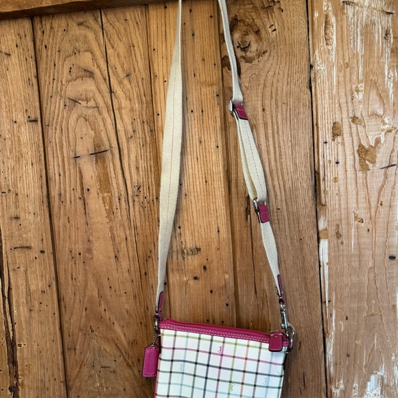 Coach Heritage Tattersall Pink Stripe Crossbody Bag Small 7”x8” - Picture 13 of 13